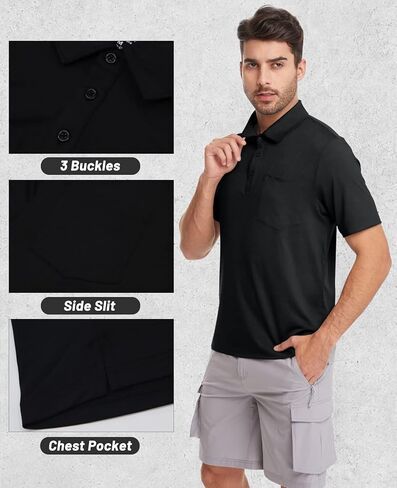 بلوفر MEETYOO بسحاب ربع للرجال، قمصان بولو بأكمام طويلة، 1/4 سريع الجفاف بعامل حماية من أشعة الشمس 50+ للحماية من الشمس in Kuwait