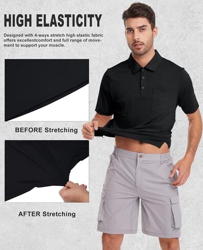 بلوفر MEETYOO بسحاب ربع للرجال، قمصان بولو بأكمام طويلة، 1/4 سريع الجفاف بعامل حماية من أشعة الشمس 50+ للحماية من الشمس in Kuwait