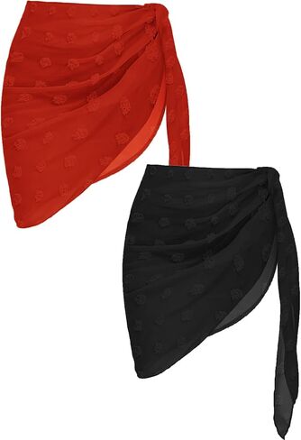 Ekouaer 2 Pcs Sarong Coverups for Women Beach Wrap Skirt Chiffon Swimsuit Coverup for Swimwear S-XXL in Kuwait