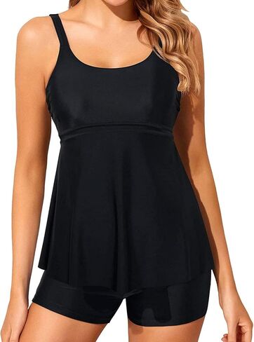 Yonique Two Piece Tankini Bathing Suits for Women Tummy Control Swimsuits with Boy Shorts Modest Swimwear in Kuwait