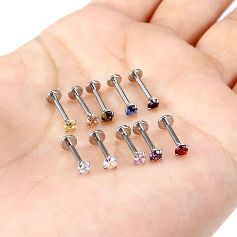 Vsnnsns 20G 18G 16G دفع في حلقات الشفاه الفولاذ المقاوم للصدأ الجراحية مجوهرات Labret مونرو الشفاه خواتم مسمار الغضروف الزنمة الحلزون أقراط ترصيع الأنف الدائري ميدوسا ثقب المجوهرات للنساء الرجال 3 مم تشيكوسلوفاكيا 10 قطع in Kuwait
