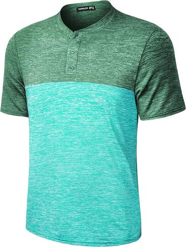TAPULCO Collarless Golf Shirts for Men Quick Dry Color Block Breathable Soft Athletic Casual Daily T-Shirts in Kuwait