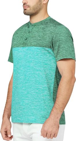 TAPULCO Collarless Golf Shirts for Men Quick Dry Color Block Breathable Soft Athletic Casual Daily T-Shirts in Kuwait