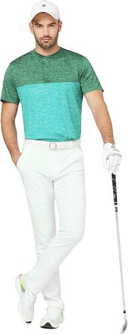 TAPULCO Collarless Golf Shirts for Men Quick Dry Color Block Breathable Soft Athletic Casual Daily T-Shirts in Kuwait