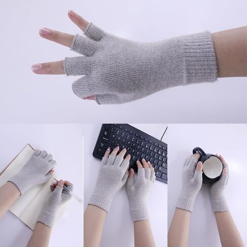 Facecozy Wool Blend Fingerless Gloves for Women Super Soft Cozy Half Finger Gloves Cold Weather Knit Wrist Warmers for Women in Kuwait