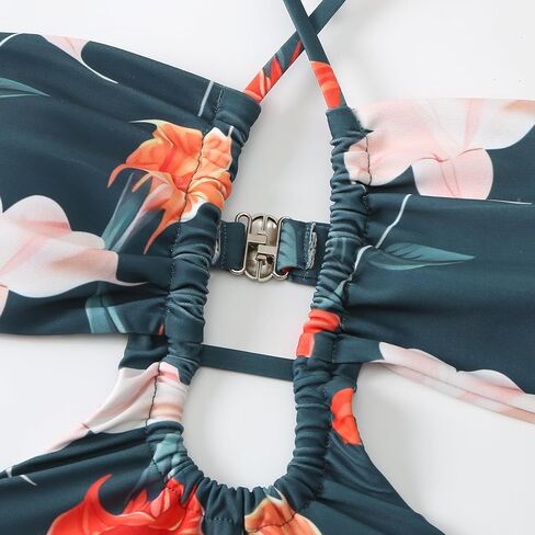 Wuitrie المرأة مجموعة البكيني 2 قطعة بوهو خمر طباعة مثير الرسن البطن التحكم Strappy المايوه مع بيكيني تنورة ملفوفة in Kuwait
