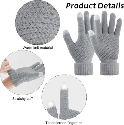 Apoway 6 Pairs Knit Touchscreen Gloves Winter Warm Touchscreen Texting Gloves for Women in Kuwait