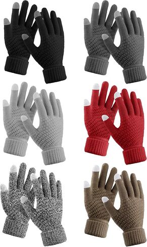 Apoway 6 Pairs Knit Touchscreen Gloves Winter Warm Touchscreen Texting Gloves for Women in Kuwait