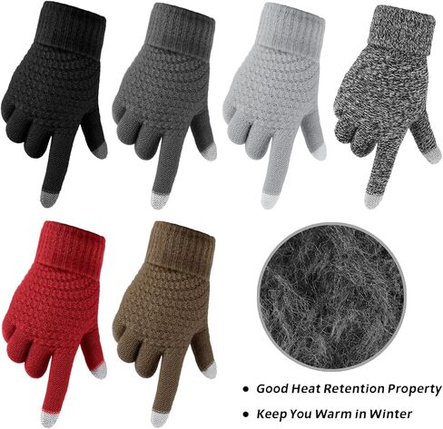 Apoway 6 Pairs Knit Touchscreen Gloves Winter Warm Touchscreen Texting Gloves for Women in Kuwait