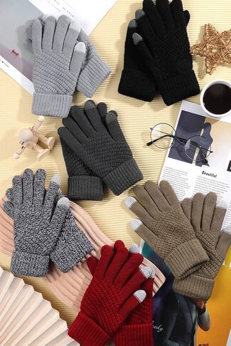 Apoway 6 Pairs Knit Touchscreen Gloves Winter Warm Touchscreen Texting Gloves for Women in Kuwait