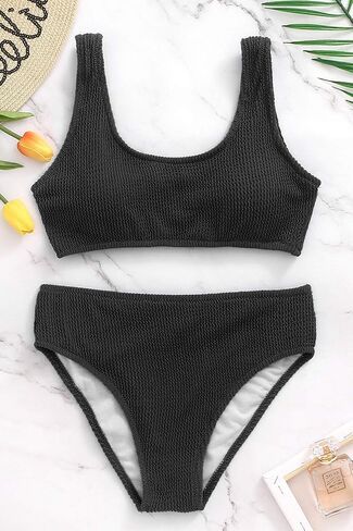 Womens Swimsuits Two Piece Sports Bathing Suits Crop Tops Ribbed Bikini Sets Swimwear Bottoms in Saudi Arabia