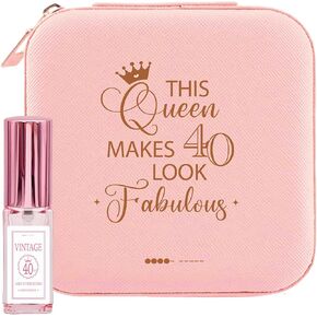 هدية عيد الميلاد الأربعين للنساء، صندوق تخزين مجوهرات زهري لعيد الميلاد الأربعين مع زجاجة عطر قابلة لاعادة الملء، هدية للنساء في سن 40، هدية عيد ميلاد 40، هدية رائعة لعيد الميلاد الأربعين، عناصر عيد in Kuwait