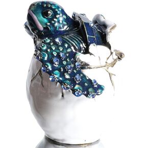 Waltz&F Trinket Box Collectible Turtle Figurines Hatching Baby Turtle From an Egg Metal Jewelry Box Hatching Egg