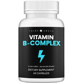 فكر في الفيتامينات المعقدة ب للرجال والنساء | 60 قطعة عالية الفعالية - تدعم الطاقة والمزاج ووضوح تعب الدماغ والتركيز - *8 فيتامينات ب - مكمل مركب فيتامين ب in Kuwait