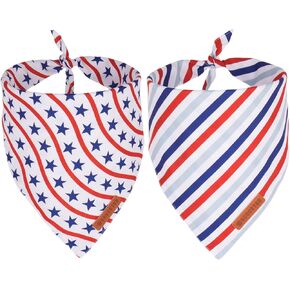 ADOGGYGO عصابات الكلاب في الرابع من يوليو، مقاسات متعددة معروضة، وشاح للكلاب بعلم أمريكي قابل للتعديل، عصابات وطنية للكلاب الكبيرة والكبيرة جدًا من الحيوانات الأليفة (X-Large، أبيض) in Kuwait