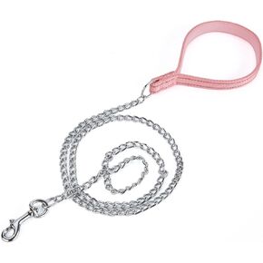 بيتيري سلسلة معدنية مقاومة للمضغ، مقبض من النايلون مع بطانة ناعمة من النيوبرين وشريط عاكس للكلاب متوسطة الحجم. (مقاس M، زهري) in Kuwait