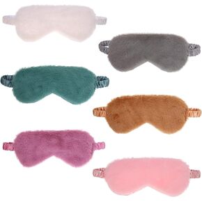 Bettli Plush Sleep Mask Soft Blindfold Color Faux Fur Eye Cover Pack of 6 in Kuwait