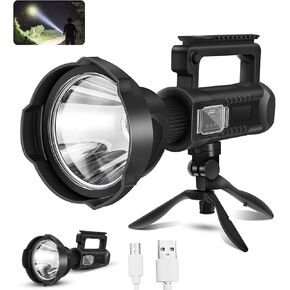 Chanarily Rechargeable Spotlight Flashlight 100000 Lumens with Tripod IPX5 Waterproof Handheld Spotlight 4 Modes Search Light for Camping, Fishing, Hunting, Hiking, Emergency&Other Outdoor Activities in Saudi Arabia