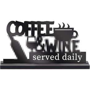 Ggjgrpx علامة يومية تقدم القهوة، علامة بار قهوة خشبية مجوفة للشرب، ديكورات القهوة لبار القهوة، بار المشروبات والمنزل، زخرفة فنية خشبية لبار القهوة ومحبي المشروبات in Kuwait