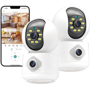 كاميرا أمان بعدسة مزدوجة NOSENT 2K 4MP، مراقبة الأطفال اللاسلكية WiFi / كاميرا الحيوانات الأليفة، شاشة أمان ذكية 360 درجة PTZ مع ليلة كاملة الألوان، تتبع الحركة، صوت ثنائي الاتجاه (2k 2-Pack) in Kuwait