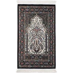 Turkish Traditional Woven Muslim Prayer Rug Comfortable Foldable and Portable Islamic Prayer Mat for Men & Women Soft Cotton and Luxury Liner Ottoman Prayer Rugs Ramadan or Eid Gift Box (Sky Blue)
