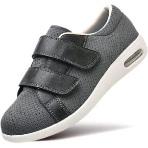 ZGDG Men's Diabetic Edema Shoes Wide Width Walking Shoes with Adjustable Closure Lightweight Non-Slip Sneaker for Swollen Feet Elderly Hammertoe Arthritis Bunions
