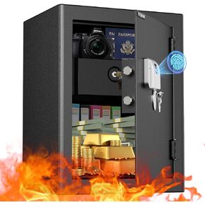 صندوق أمان مقاوم للحريق من WASJOYE، صندوق آمن بيومتري مع صندوق قفل مقاوم للحريق، مع لوحة مفاتيح رقمية، 2.0 قدم مكعب آمن لبصمة الإصبع للمنزل والمكتب والفندق والمجوهرات والوثائق النقدية وتخزين الأشياء الثمينة in Kuwait