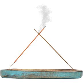 حامل اعواد بخور اجارباتي الخشبية من هانديكرافت ستوريروم، حامل اعواد البخور لديكور المنزل، صينية بخور خشبية مصنوعة من خشب المانجو (11 × 4 × 1 انش) in Kuwait