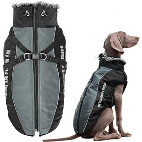 سترات شتوية مضادة للماء للكلاب من ديدوغ، معاطف للكلاب في الطقس البارد مع حزام وياقة فروي، سهلة المشي وملابس رياضية دافئة وناعمة للكلاب المتوسطة والكبيرة، رمادي، الصدر: 33 بوصة طول الظهر: 28 بوصة رمادي in Kuwait
