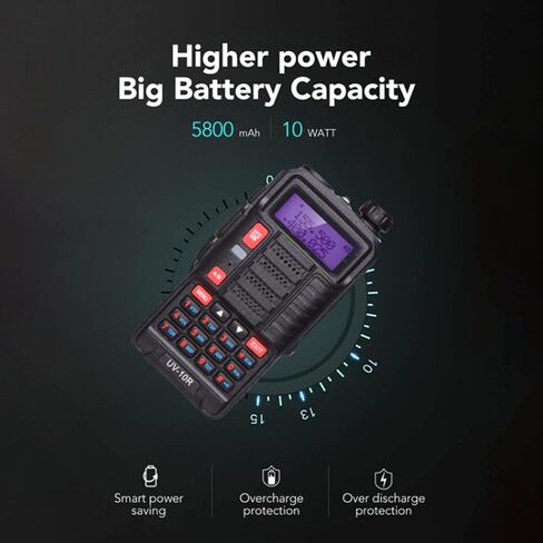 BAOFENG UV-10R Tri-Power 7W اتجاهين راديو محمول طويل المدى لاسلكي تخاطب للبالغين مع كابل USB in Saudi Arabia