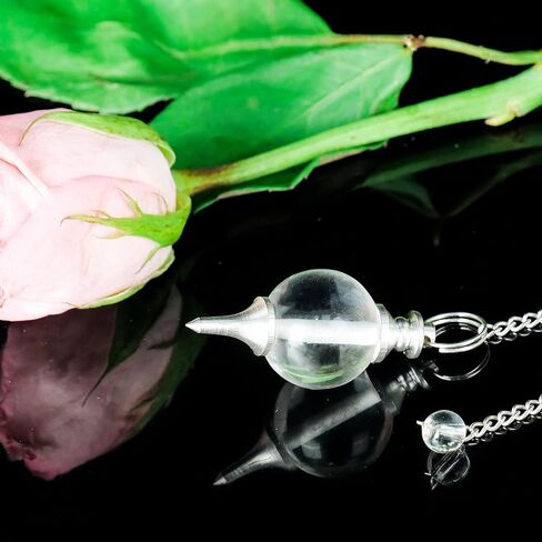 PYOR Rose Quartz Sphere Ball Shaped Pendulum Necklace| Chakra Balancing Good Luck Charms Gems| Reiki Energy Pendant| Crystal Wealth Prosperity| Natural Gemstones Point Pendulums| Best Office Gift Set in Kuwait