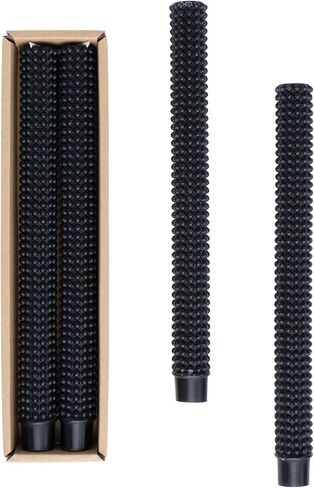 Creative Co-Op Unscented Hobnail Taper Box, Set of 2, Black Candles, 1" L x 1" W x 10" H, 2 Count in Saudi Arabia