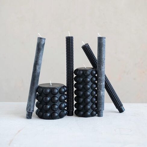 Creative Co-Op Unscented Hobnail Taper Box, Set of 2, Black Candles, 1" L x 1" W x 10" H, 2 Count in Saudi Arabia