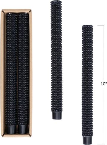 Creative Co-Op Unscented Hobnail Taper Box, Set of 2, Black Candles, 1" L x 1" W x 10" H, 2 Count in Saudi Arabia