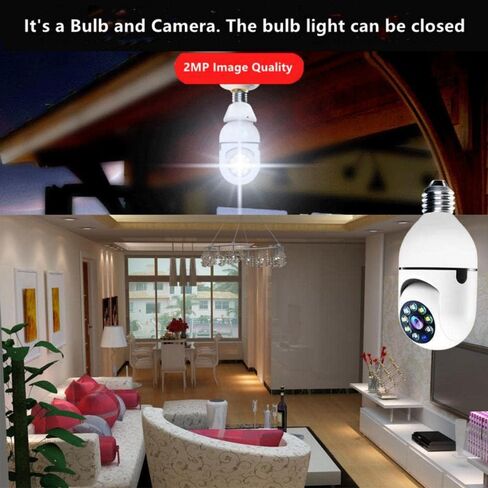 كاميرا X W EI UNION Light Bulb Camera 360 درجة كاميرا أمان منزلية لاسلكية للاستخدام الداخلي والخارجي، كشف الحركة الصوتية في اتجاهين، تسجيل فيديو للرؤية الليلية مع دعم سحابة الصوت in Kuwait