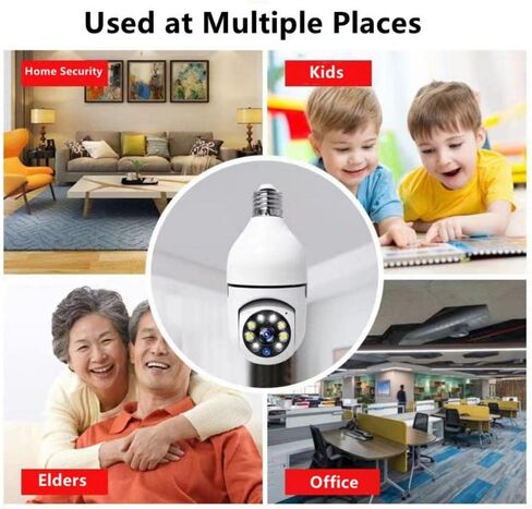 كاميرا X W EI UNION Light Bulb Camera 360 درجة كاميرا أمان منزلية لاسلكية للاستخدام الداخلي والخارجي، كشف الحركة الصوتية في اتجاهين، تسجيل فيديو للرؤية الليلية مع دعم سحابة الصوت in Kuwait