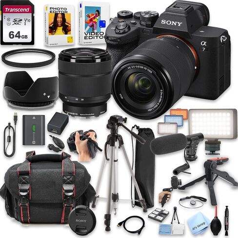 Sony A7 IV Mirrorless Camera with 28-70mm Lens + 64GB Memory, Filters,Case, Tripod, LED Light, Microphone, and More (28pc Bundle) in Saudi Arabia