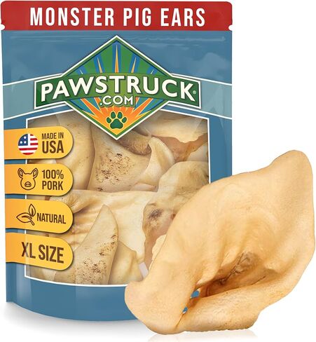 Pawstruck Monster Pig Ears for Dogs, Made in USA Dog Chews, Natural Rawhide Free Pork Treats, American Made Puffed Sow, Digestible Dog Treats (10 Ears), Cow Ear Alternative for All Breeds… in Kuwait