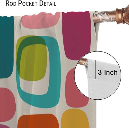 SENRUEGT Geometric Shapes Retro Curtains,Colorful Rectangular Square Geometric Pattern Boys Girls Home Bedro 42x45 Inch in Saudi Arabia