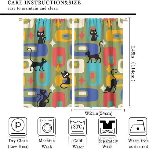 SENRUEGT Geometric Shapes Retro Curtains,Colorful Rectangular Square Geometric Pattern Boys Girls Home Bedro 42x45 Inch in Saudi Arabia