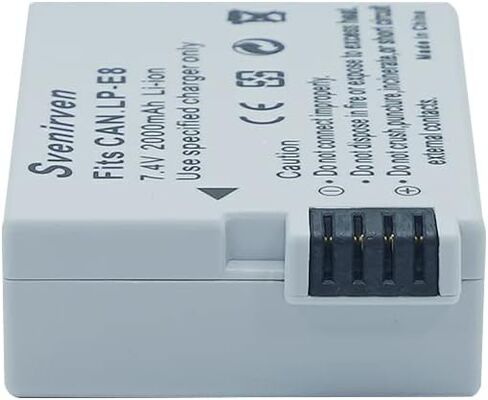 حزمة بطارية Svenirven 2000 مللي أمبير LP-E8 لكاميرات Canon EOS 550D، EOS 600D، EOS 700D، EOS Rebel T2i، EOS Rebel T3i، EOS Rebel T4i، EOS Rebel T5i Digital SLR (قطعة واحدة) in Kuwait