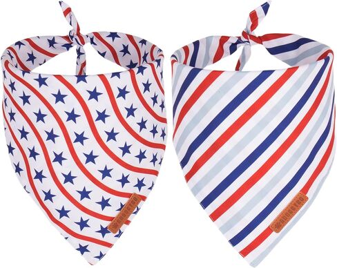 ADOGGYGO عصابات الكلاب في الرابع من يوليو، مقاسات متعددة معروضة، وشاح للكلاب بعلم أمريكي قابل للتعديل، عصابات وطنية للكلاب الكبيرة والكبيرة جدًا من الحيوانات الأليفة (X-Large، أبيض) in Kuwait