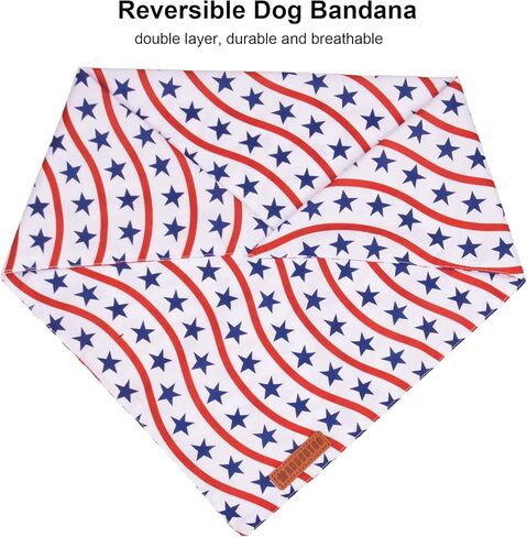ADOGGYGO عصابات الكلاب في الرابع من يوليو، مقاسات متعددة معروضة، وشاح للكلاب بعلم أمريكي قابل للتعديل، عصابات وطنية للكلاب الكبيرة والكبيرة جدًا من الحيوانات الأليفة (X-Large، أبيض) in Kuwait