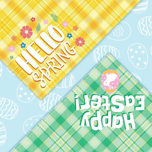Whaline 4Pcs Easter Buffalo Pet Bandanas Double Sided Easter dog Bandanas Easter Design Pet Scarf Accessories for Small Medium Large Puppy Cat Birthday Christmas Party in Saudi Arabia