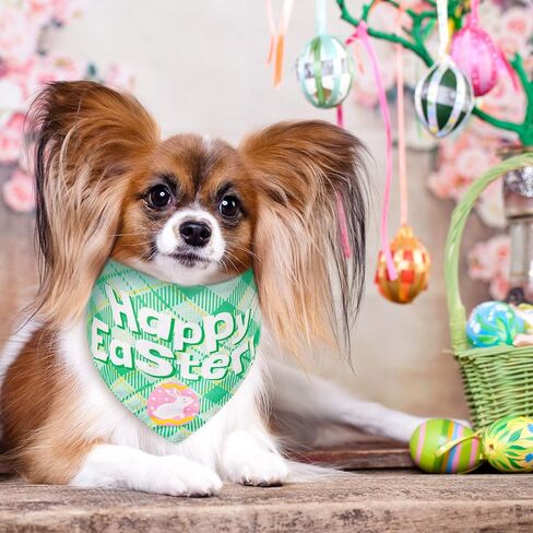 Whaline 4Pcs Easter Buffalo Pet Bandanas Double Sided Easter dog Bandanas Easter Design Pet Scarf Accessories for Small Medium Large Puppy Cat Birthday Christmas Party in Saudi Arabia