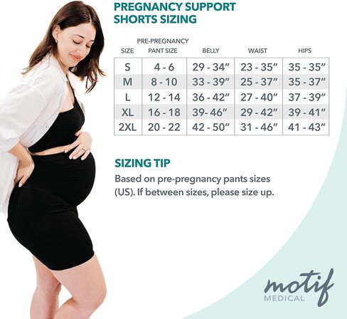 Motif Medical Maternity Shorts with Pocket - Maternity Bike Shorts - Maternity Workout Shorts Over The Belly - Black in Kuwait
