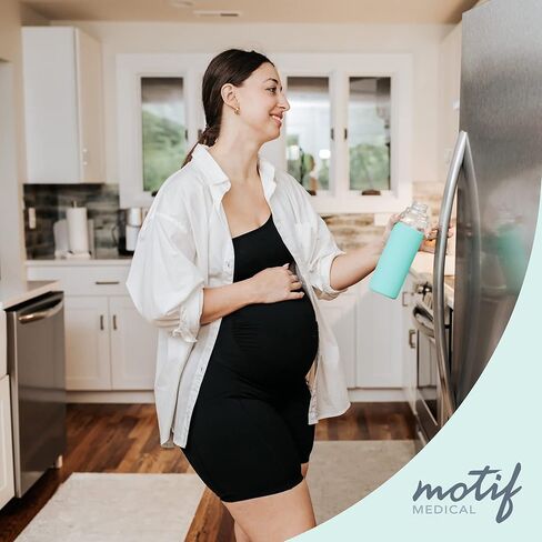 Motif Medical Maternity Shorts with Pocket - Maternity Bike Shorts - Maternity Workout Shorts Over The Belly - Black in Kuwait