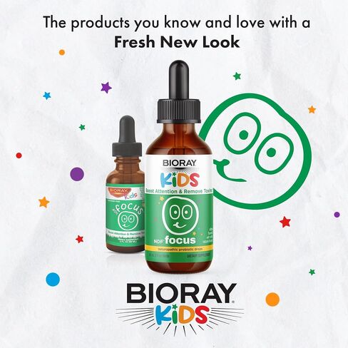 BIORAY Kids NDF Focus, Citrus - 2 fl oz - Supports Cognitive Function, Enhances Clarity & Promotes Steady Energy Levels - Non-GMO, Vegetarian, Gluten Free - 1-2 Month Supply in Saudi Arabia