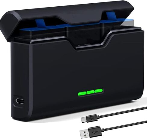 Battery Charger for Hero 5/6/7/8/9/10/11 Batteries, FARSAIL 3-Channel Battery Charger with Type-C Cable and TF Card Storage in Kuwait