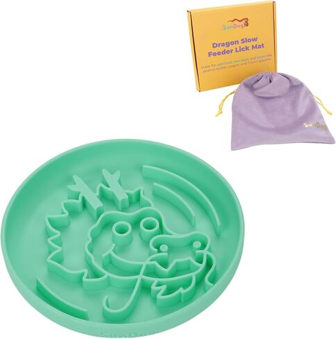 وعاء التغذية البطيء سنة التنين من صن دوج - وعاء ألغاز من السيليكون وبساط لعق مع شفط للكلاب والقطط. الأكل البطيء، تقليل الملل، بساط علاج الكلاب مثالي للهدايا - تصميم SunDog الحصري in Kuwait
